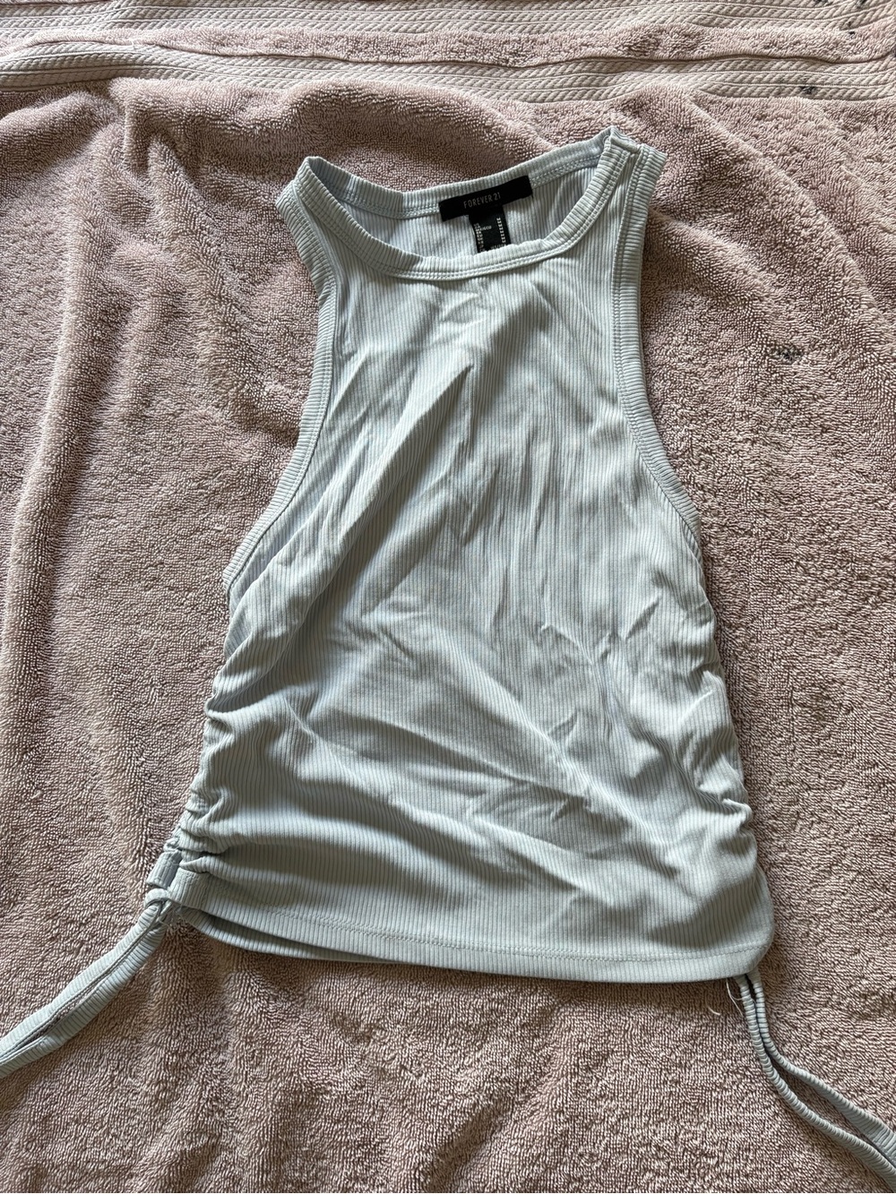Forever 21 Light Gray Ribbed Racerback Tank with Side Drawstrings